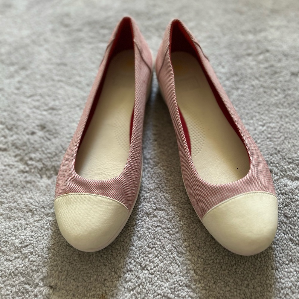 FitFlop F-Pop Ballerina Red weave Canvas Ballet shoes size 10